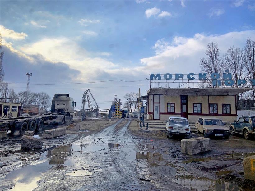 Einfahrt zum ukrainischen Hafen von Reni, von wo aus über die Donau ebenfalls Getreide exportiert wird
