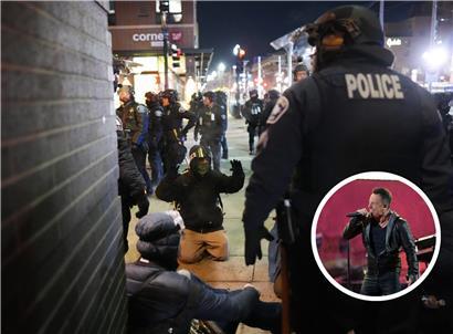 Einsatzkräfte nehmen Demonstranten bei unerlaubter Lärm-Demonstration in Minneapolis fest, Protest und Polizei im Einsatz