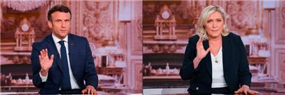 Emmanuel Macron et Marine Le Pen dans l’émission „10 minutes pour convaincre“ de la chaîne télévisée TF1 
