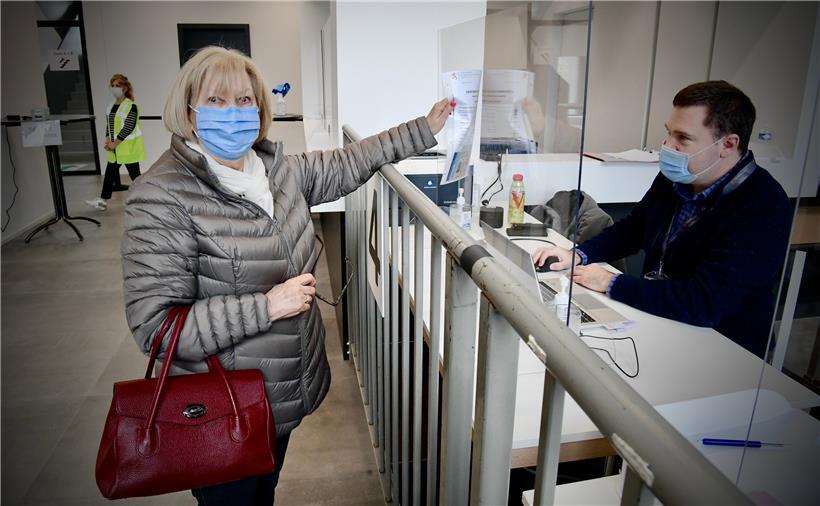 Empfang im Impfzentrum in Belval