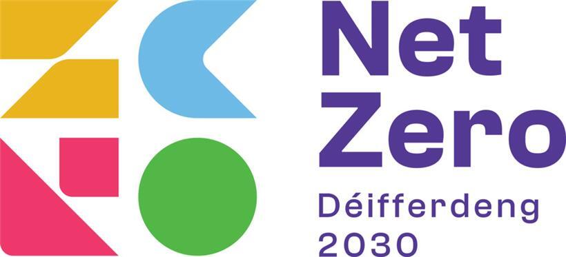 Energie, Abfall, Infrastruktur und Natur spiegeln sich in stilisierter Form in den vier Buchstaben des Wortes „Zero“ wider
