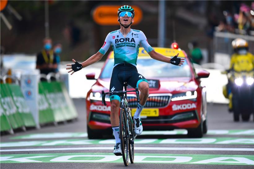 Erleichterter Lennard Kämna: Nachdem er auf der 13. Etappe bereits Zweiter wurde, klappte es gestern mit dem Etappensieg 
