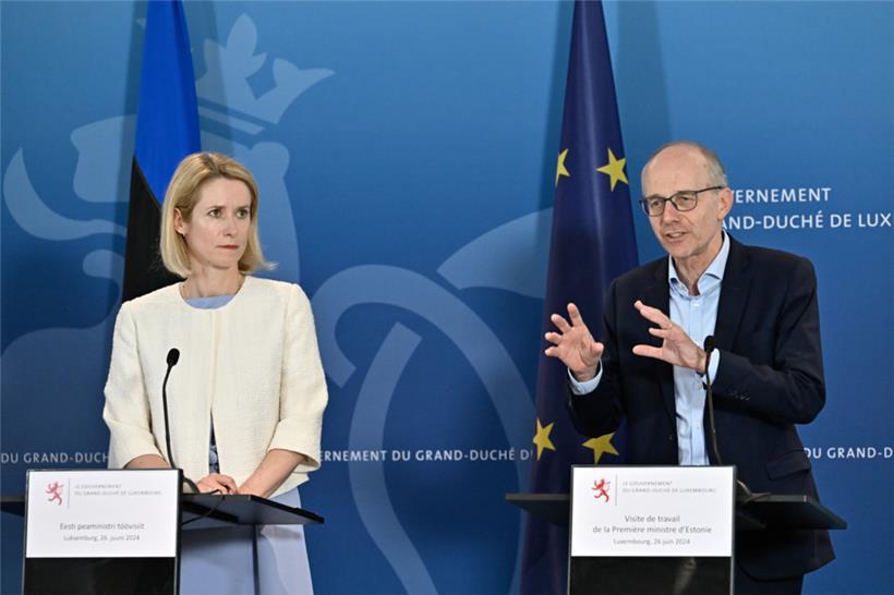 Erster Arbeitsbesuch in Luxemburg: Die estnische Regierungschefin Kaja Kallas und ihr luxemburgischer Amtskollege Luc Frieden
