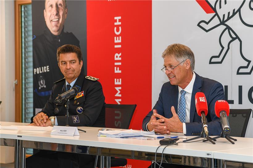 Erster Auftritt: Henri Kox, der neue Minister für Innere Sicherheit (rechts), und Polizei-Generaldirektor Philippe Schrantz

