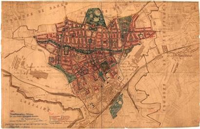 Esquisse de plan d’urbanisme pour la ville d’Esch-sur-Alzette, dessinée comme avant-projet par Josef Stübben (Münster i. W., août 1924)
