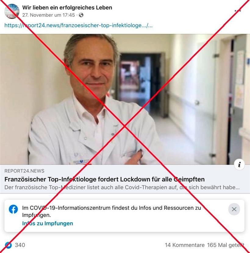 Facebook-Screenshot der Falschbehauptung: 30.11.2021
