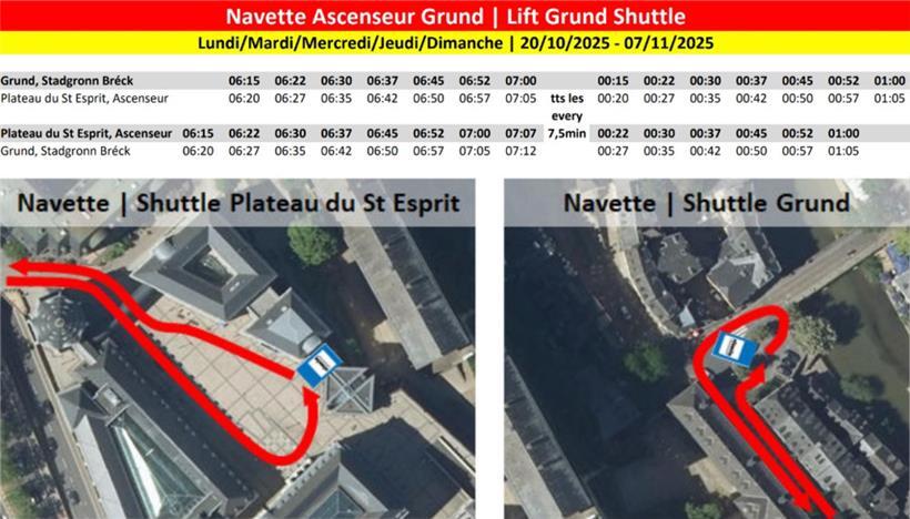Fahrplan des Shuttle-Busses