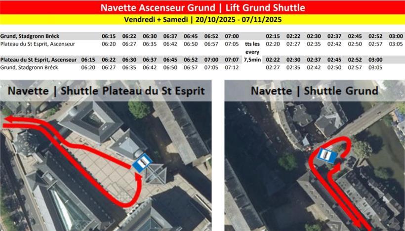 Fahrplan des Shuttle-Busses