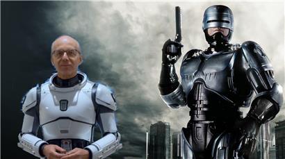 Fantasievolle Darstellung von Astro-Frieden und Robo-Gloden in einer futuristischen Sci-Fi-Welt