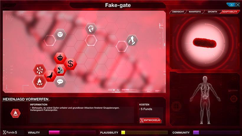 Faschisten versuchen, die Demokratie zu untergraben, indem sie Fake News verbreiten. „Plague Inc.“ verdeutlicht, dass nicht nur Krankheitserreger Seuchen sind, die sich über den Globus ausbreiten können.
