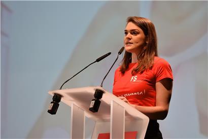 „Femmes socialistes“-Präsidentin Maxime Wiltgen beim LSAP-Kongress im März 2020
