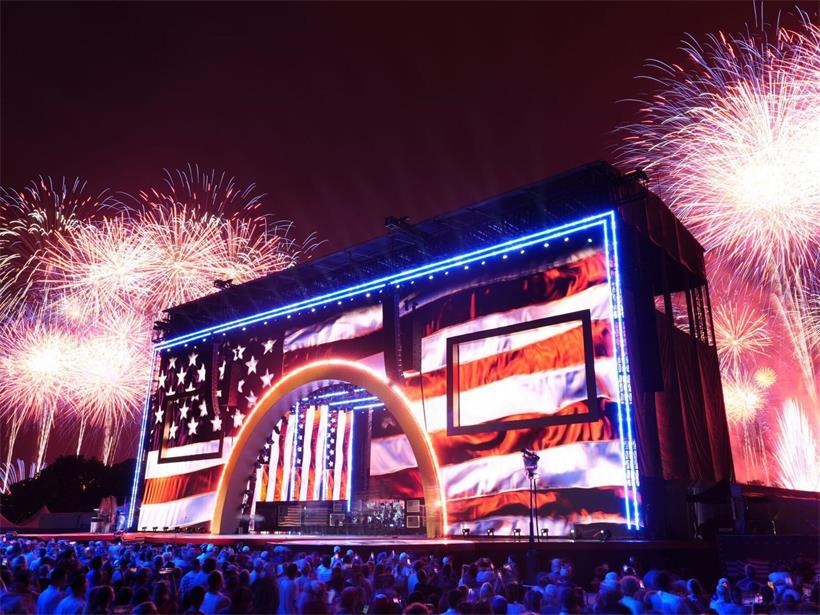 Feuerwerk explodiert über der National Mall in Washington bei der „Salute to America“ Feier zum 250. Unabhängigkeitstag der USA