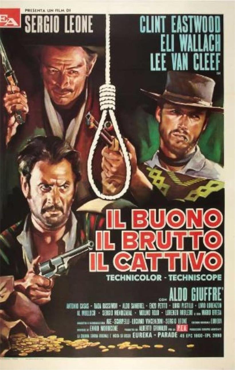 Filmplakat von „Zwei glorreiche Halunken“ mit Western-Helden und Sandwüsten-Hintergrund