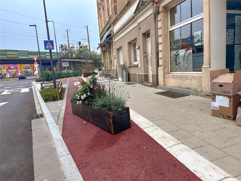 Flower Power: Der Kübel auf dem Radweg
