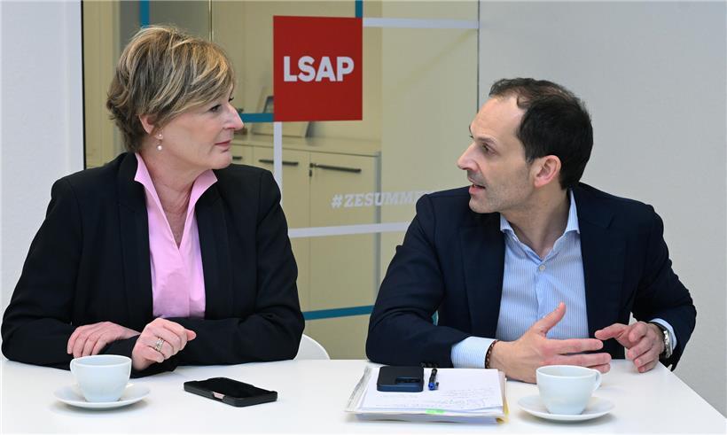Francine Closener und Dan Biancalana in der LSAP Fraktionszentrale am Krautmarkt an einem Donnerstagmittag