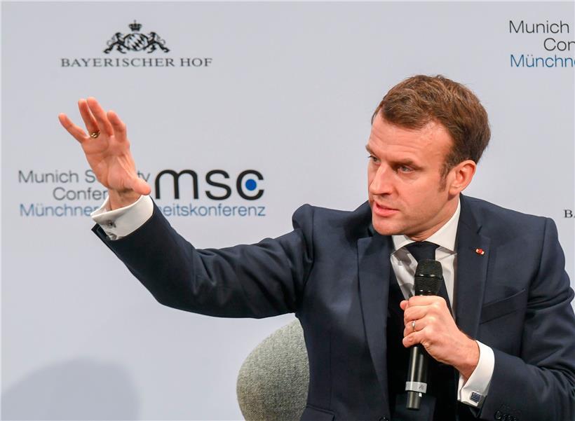 Frankreichs Präsident Emmanuel Macron auf der Münchner Sicherheitskonferenz
