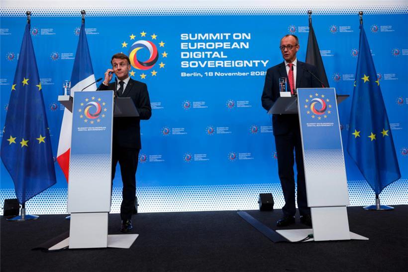 Frankreichs Präsident Emmanuel Macron und der deutsche Kanzler Friedrich Merz wollen das digitale Europa voranbringen
