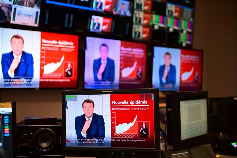 Frankreichs Präsident Emmanuel Macron hielt am Mittwoch eine Fernsehansprache
