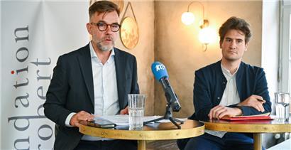 Franz Fayot und Max Leners bei der Präsentation ihres Reflexionspapiers am Freitag im ersten Stock des „Urban“
