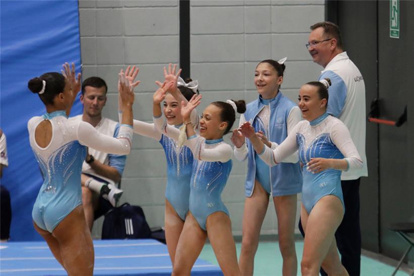 Freude bei den jüngsten Athleten des Team Lëtzebuerg: Die Turnerinnen jubelten über Mannschaftsbronze
