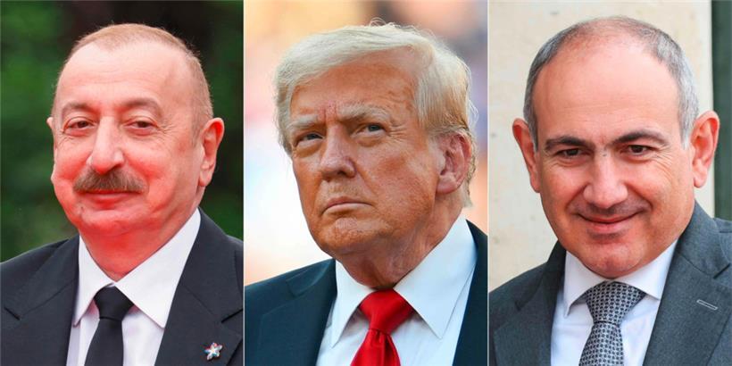 „Friedensgipfel“ (v.l.): Aserbaidschans Präsident Ilham Aliyev, US-Präsident Trump und der armenische Premierminister Nikol Paschinjan

