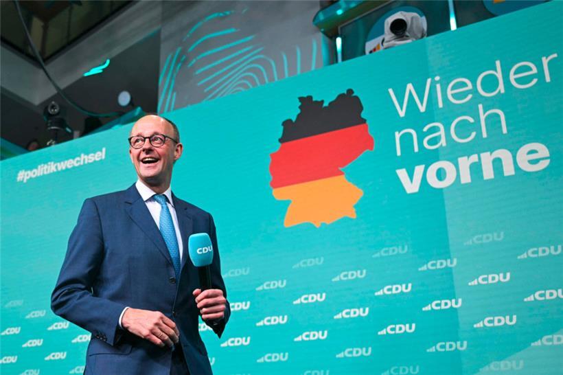 Friedrich Merz auf der Wahlparty der CDU
