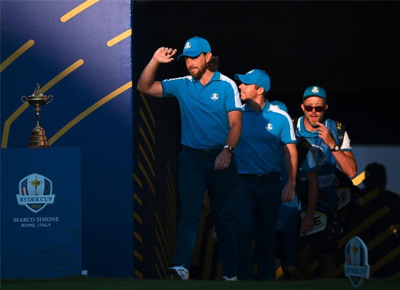 Für Team Europa spielen unter anderem Tommy Fleetwood (England/links) und Rory Mcllroy (Nordirland/Mitte)
