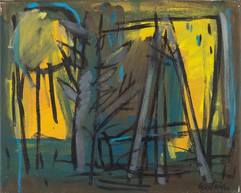 Gast Michels, „Lune pâle“, 1989; acrylic on canvas, 50×40 cm
