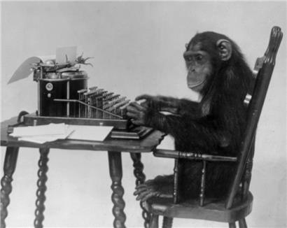 Gebt unzähligen Affen unendlich viele Schreibmaschinen, und sie bringen irgendwann ein Shakespeare-Sonett zu Papier: das „Infinity Monkey Theorem“
