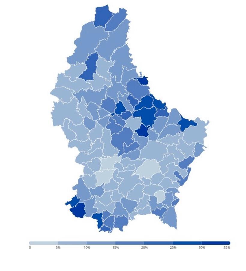 Geografische Verteilung der portugiesischen Gemeinschaft in Luxemburg
