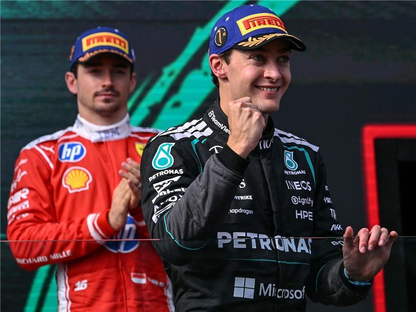 George Russell feiert seinen Sieg beim ersten Formel-1-Rennen der Saison 2024 in Australien