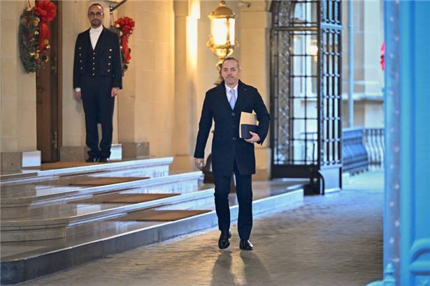 Georges Mischo nach seiner offiziellen Abdankung als Regierungsmitglied am Donnerstagvormittag im großherzoglichen Palast
