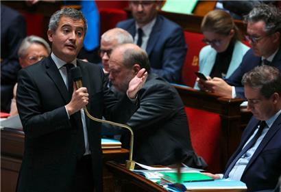 Gérald Darmanin, ministre de l’Intérieur, lors de son intervention à l’Assemblée générale
