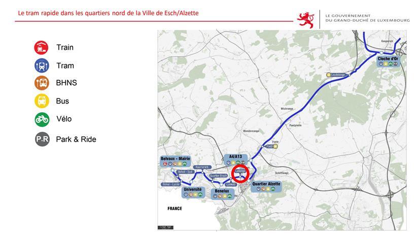 Gesamtüberblick der Straßenbahnstrecke
