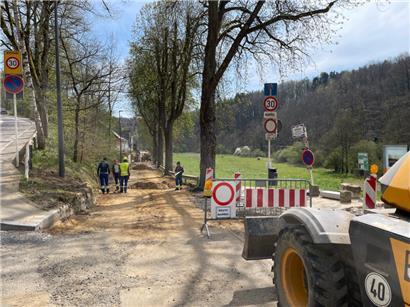 Gesperrter Abschnitt von der Einmündung der rue de la Montagne …
