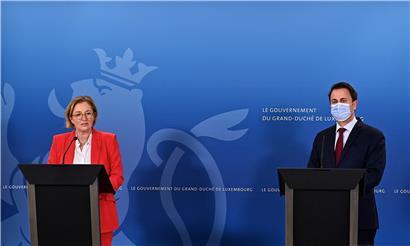 Gesundheitsministerin Paulette Lenert (LSAP) und Premierminister Xavier Bettel (DP) hielten am Freitagnachmittag eine Pressekonferenz nach dem Regierungsrat
