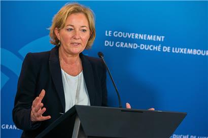 Gesundheitsministerin Paulette Lenert (LSAP) während einer Pressekonferenz
