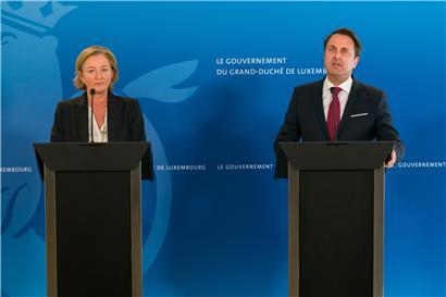 Gesundheitsministerin Paulette Lenert und Premierminister Xavier Bettel
