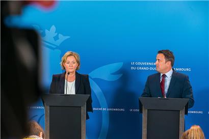 Gesundheitsministerin Paulette Lenert und Premierminister Xavier Bettel

