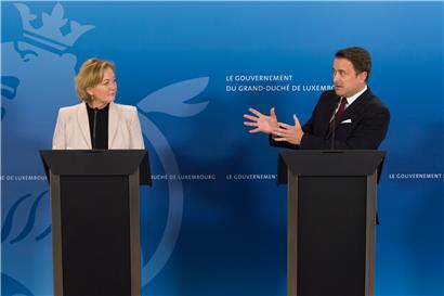 Gesundheitsministerin Paulette Lenert und Premierminister Xavier Bettel
