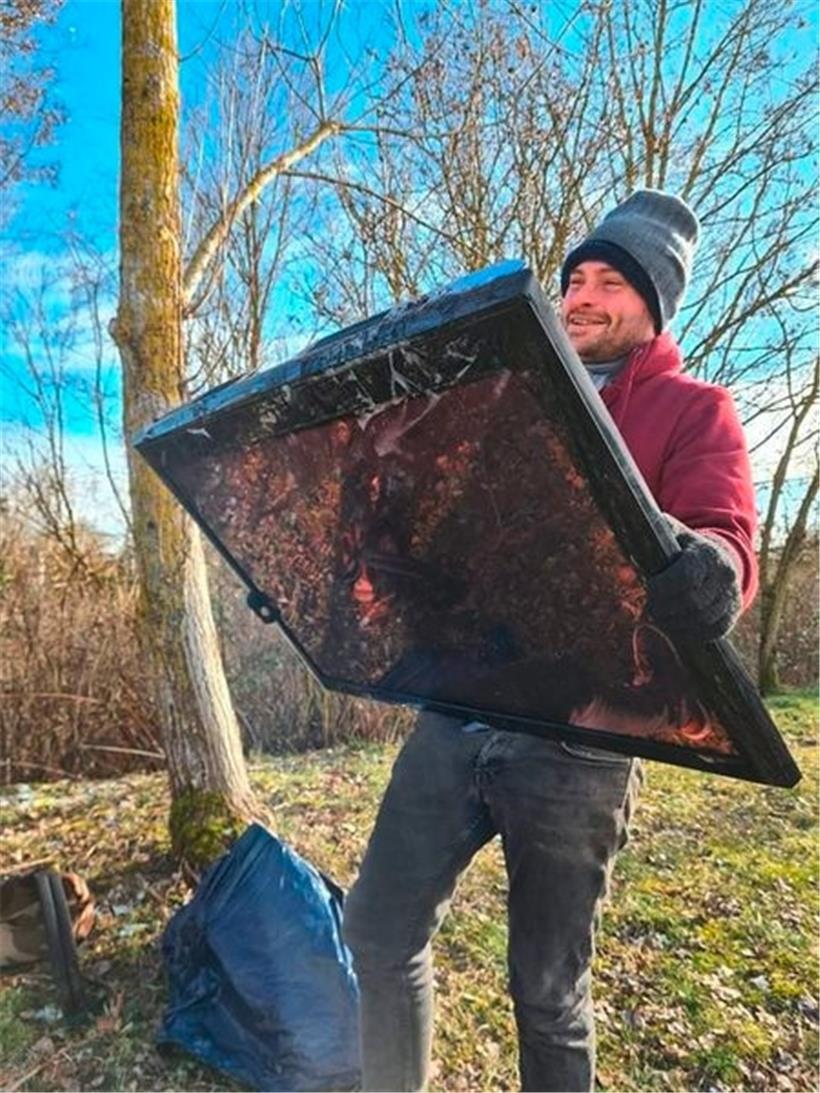 Gilles Kaysen ist regelmäßig in der Natur unterwegs – die Müllbeutel immer bei Hand 
