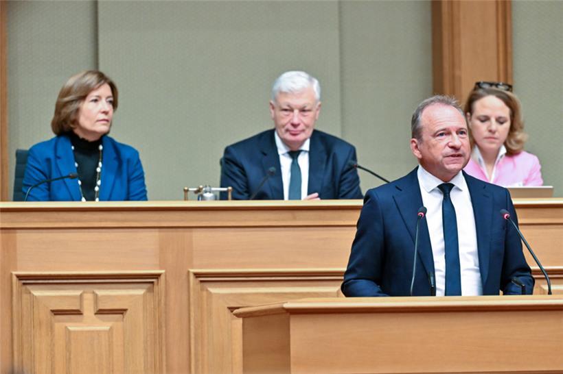 Gilles Roth am Mittwoch bei der Vorstellung der Pläne für die Staatsfinanzen in den kommenden Jahren
