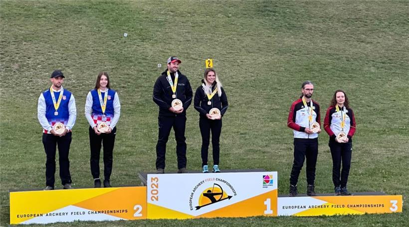 Gilles Seywert und Mariya Shkolna stehen bei der EM ganz oben auf dem Podium
