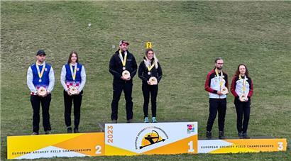 Gilles Seywert und Mariya Shkolna stehen bei der EM ganz oben auf dem Podium
