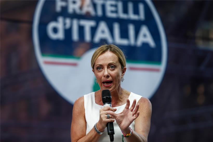 Giorgia Meloni, Parteichefin von Fratelli d’Italia, spricht bei einer Veranstaltung ihrer Partei
