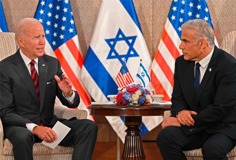 „Glaubwürdige militärische Drohung“: Joe Biden und der israelische Premier Yair Lapid
