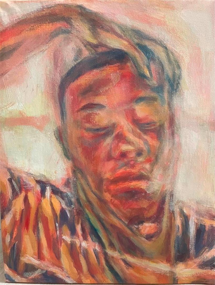 Gloire Mpoyi, „Disoriented“, peinture acrylique, 50×40 cm
