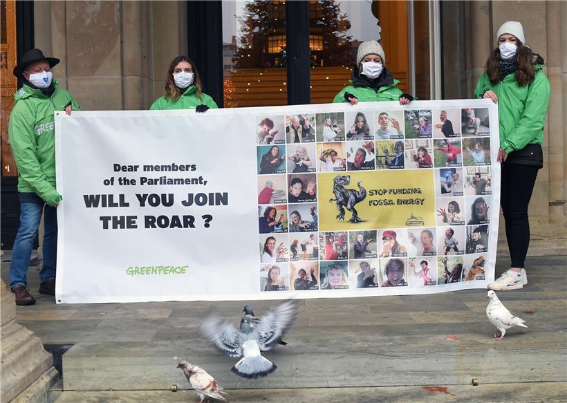 Greenpeace-Aktion vor dem Parlament
