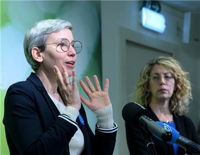 Grüne Position zum Koalitionsabkommen: Speecherin Sam Tanson und Joëlle Welfring
