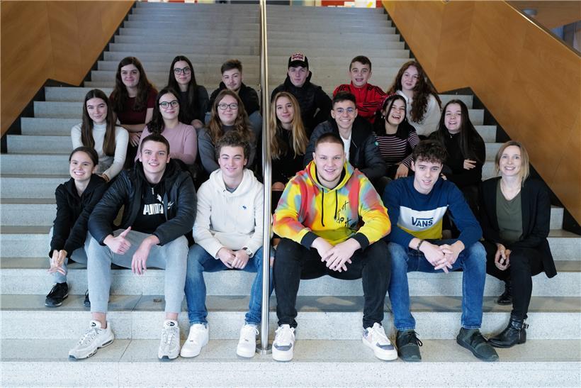 Gut lachen nach zwei Stunden Medienunterricht im Nic-Biever-Gymnasium: die 3D/G und Lehrerin Martine Wilwert (ganz rechts im Bild)
